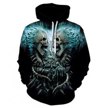 Load image into Gallery viewer, Men's hoodie sweatshirts with men and women kissing skulls, and 3d-printed fun hoodies and novelty streetwear hoodies for fall