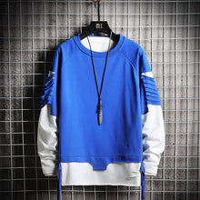 Load image into Gallery viewer, SingleRoad Ripped Crewneck Sweatshirt Men Oversized Streetwear Hip Hop Patchwork Men's Hoodies Sweatshirts Male Tracksuit