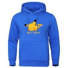 Load image into Gallery viewer, Cute Lazy Pikachu Men Hoodies Pokemon Gaming Printed Mens Hoodie Sweatshirt Fleece Streetwear NOT TODAY Print men's clothing