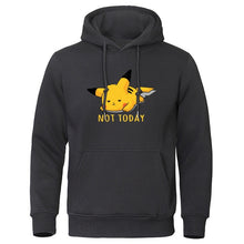 Load image into Gallery viewer, Cute Lazy Pikachu Men Hoodies Pokemon Gaming Printed Mens Hoodie Sweatshirt Fleece Streetwear NOT TODAY Print men's clothing
