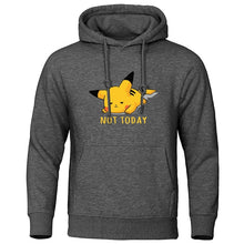 Load image into Gallery viewer, Cute Lazy Pikachu Men Hoodies Pokemon Gaming Printed Mens Hoodie Sweatshirt Fleece Streetwear NOT TODAY Print men's clothing