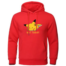 Load image into Gallery viewer, Cute Lazy Pikachu Men Hoodies Pokemon Gaming Printed Mens Hoodie Sweatshirt Fleece Streetwear NOT TODAY Print men's clothing