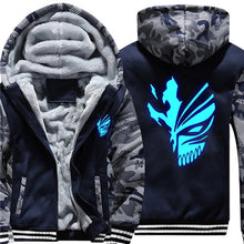 Load image into Gallery viewer, New Super Warm Coats Anime BLEACH Luminous Glowing Men's Hoodies Sweatshirts Thicken Fleece Camouflage Jackets Zipper Hooded
