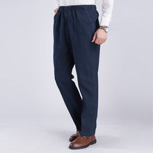 Load image into Gallery viewer, 2020 men's jeans high waist loose elastic middle-aged elastic waist straight barrel plus velvet casual jeans