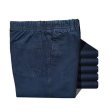 Load image into Gallery viewer, 2020 men's jeans high waist loose elastic middle-aged elastic waist straight barrel plus velvet casual jeans