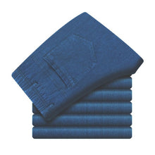 Load image into Gallery viewer, 2020 men's jeans high waist loose elastic middle-aged elastic waist straight barrel plus velvet casual jeans