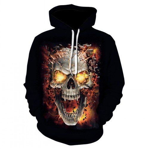 Men's hoodie sweatshirts with men and women kissing skulls, and 3d-printed fun hoodies and novelty streetwear hoodies for fall