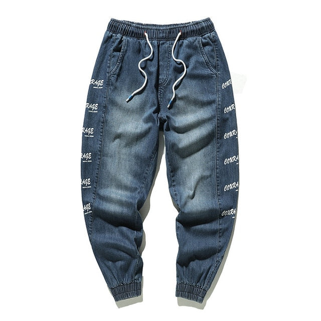 Streetwear Men Jeans Pants Spring Autumn Hip Hop Letter Printing Ankle-length Denim Trousers Men Harem Joggers Men's Jeans