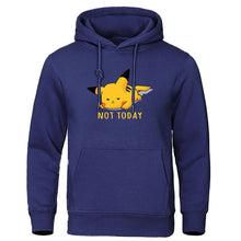 Load image into Gallery viewer, Cute Lazy Pikachu Men Hoodies Pokemon Gaming Printed Mens Hoodie Sweatshirt Fleece Streetwear NOT TODAY Print men&#39;s clothing
