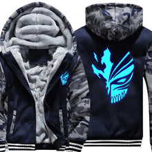 Load image into Gallery viewer, New Super Warm  Coats Anime BLEACH Luminous Glowing Men&#39;s Hoodies Sweatshirts Thicken Fleece Camouflage Jackets Zipper Hooded
