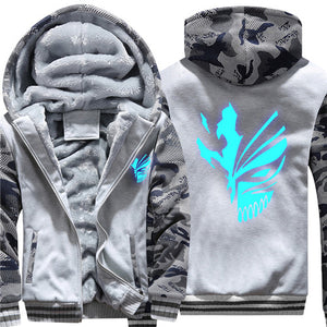 New Super Warm  Coats Anime BLEACH Luminous Glowing Men's Hoodies Sweatshirts Thicken Fleece Camouflage Jackets Zipper Hooded