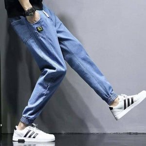 2020 Ins Korean Bag Jogging Street Sports Mens Jeans For Hombre Men's Blue Nine Pants Casual Cotton Soft Large Size Jeans Men