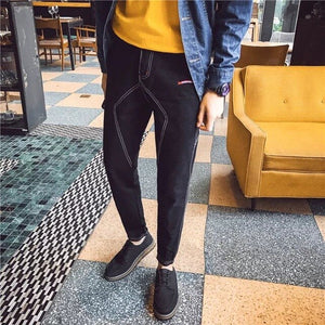 2020 Ins Korean Bag Jogging Street Sports Mens Jeans For Hombre Men's Blue Nine Pants Casual Cotton Soft Large Size Jeans Men