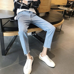 2020 Ins Korean Bag Jogging Street Sports Mens Jeans For Hombre Men's Blue Nine Pants Casual Cotton Soft Large Size Jeans Men