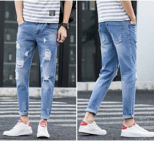 2020 Ins Korean Bag Jogging Street Sports Mens Jeans For Hombre Men's Blue Nine Pants Casual Cotton Soft Large Size Jeans Men