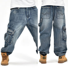 Load image into Gallery viewer, NEW 2020 Fashion Baggy Style Men&#39;s Jeans HipHop Dancers Loose Big Pocket Boys Skateboard Rap Punk Distressed Plus Size 30-44 46
