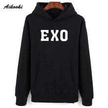 Load image into Gallery viewer, Fashion EXO Hoodies men/women Black Cotton Aikooki EXO men&#39;s Hoodies Sweatshirt Harajuku Hip Hop EXO Hoodie men push size Clothe
