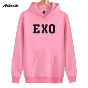 Fashion EXO Hoodies men/women Black Cotton Aikooki EXO men's Hoodies Sweatshirt Harajuku Hip Hop EXO Hoodie men push size Clothe