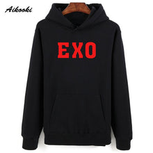 Load image into Gallery viewer, Fashion EXO Hoodies men/women Black Cotton Aikooki EXO men&#39;s Hoodies Sweatshirt Harajuku Hip Hop EXO Hoodie men push size Clothe
