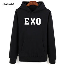 Load image into Gallery viewer, Fashion EXO Hoodies men/women Black Cotton Aikooki EXO men&#39;s Hoodies Sweatshirt Harajuku Hip Hop EXO Hoodie men push size Clothe
