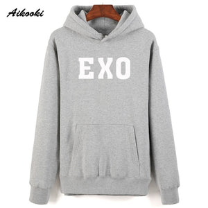 Fashion EXO Hoodies men/women Black Cotton Aikooki EXO men's Hoodies Sweatshirt Harajuku Hip Hop EXO Hoodie men push size Clothe