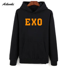 Load image into Gallery viewer, Fashion EXO Hoodies men/women Black Cotton Aikooki EXO men&#39;s Hoodies Sweatshirt Harajuku Hip Hop EXO Hoodie men push size Clothe
